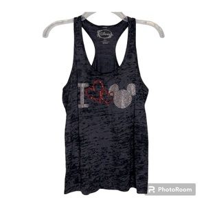 I Love Mickey Rhinestone and Stud Burnout Racer Back Top Size XL
